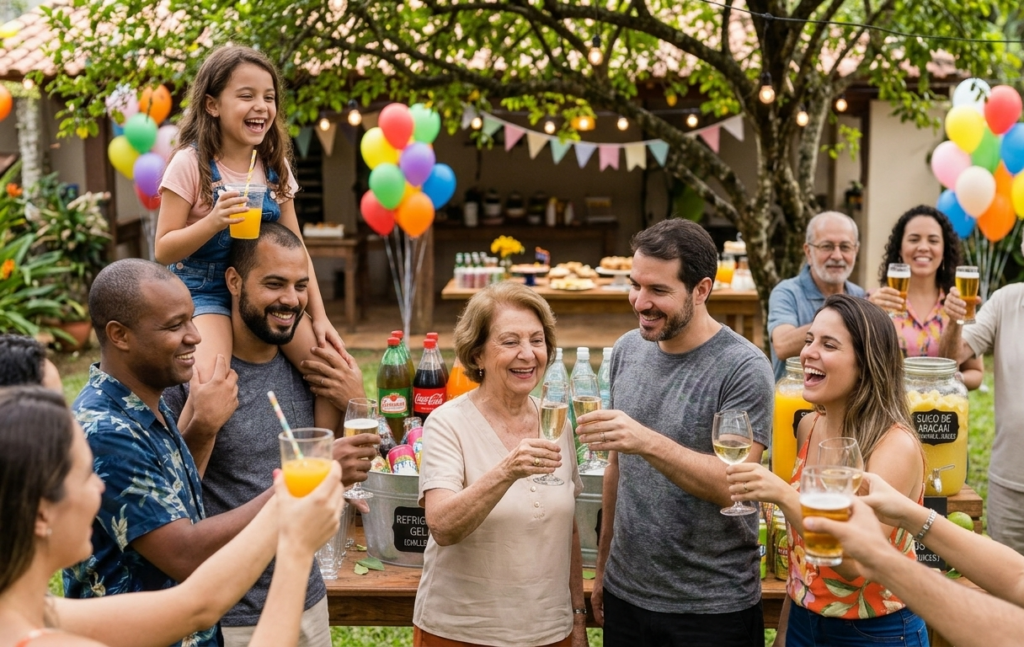 Como a idade altera o cálculo das bebidas Consumo de bebidas conforme a faixa etária dos convidados.